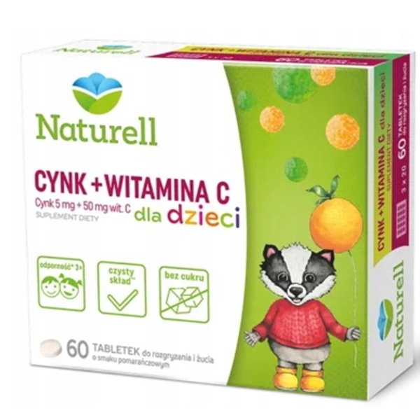 Witamina C dla dzieci w tabletkach żujących Naturell 60szt